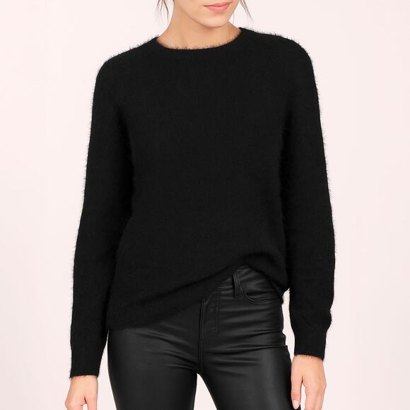 A New Day Black Fuzzy Soft Faux Fur Sweater Sz Large - Picture 1 of 6